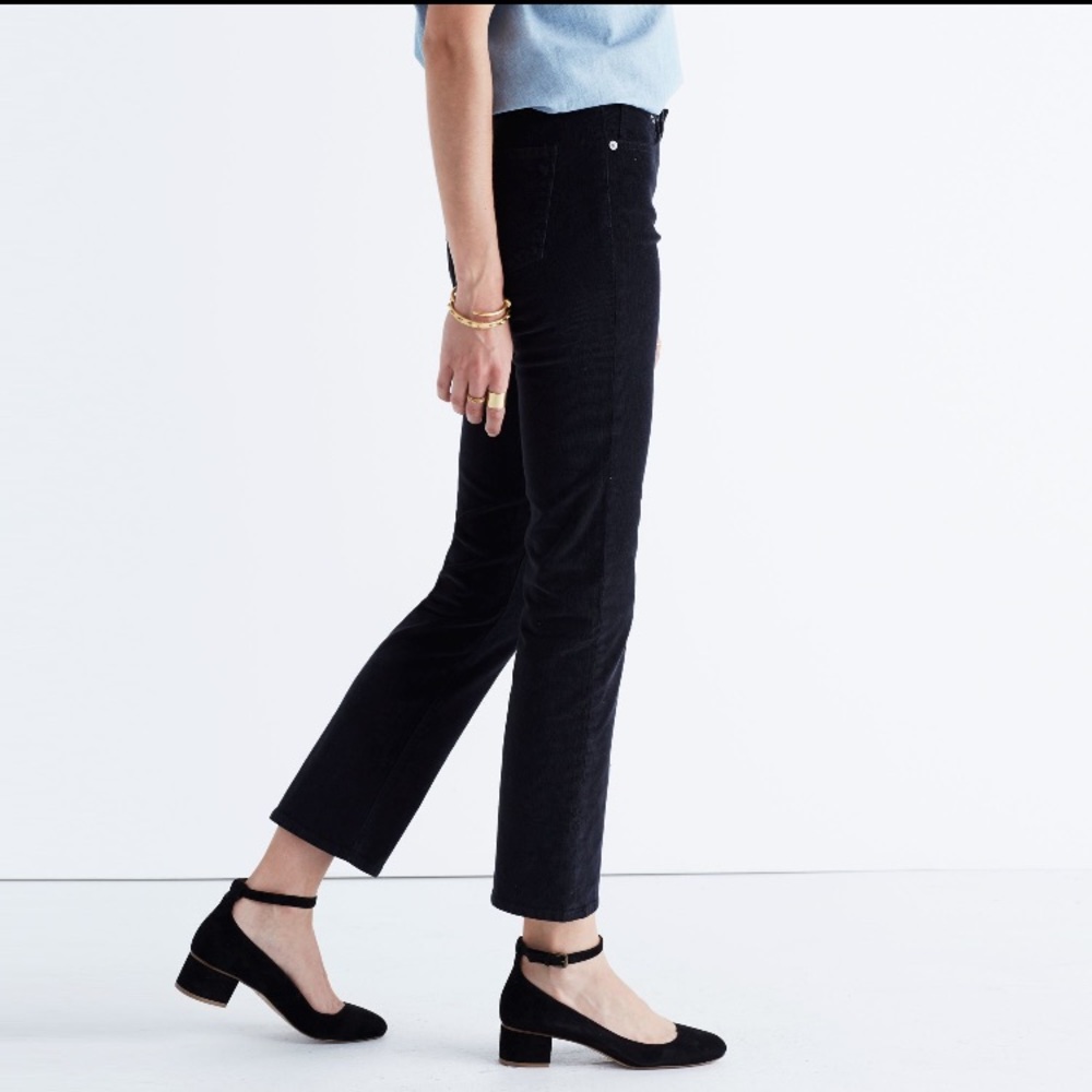 Madewell Cali Demi Boot Jeans in black corduroy.